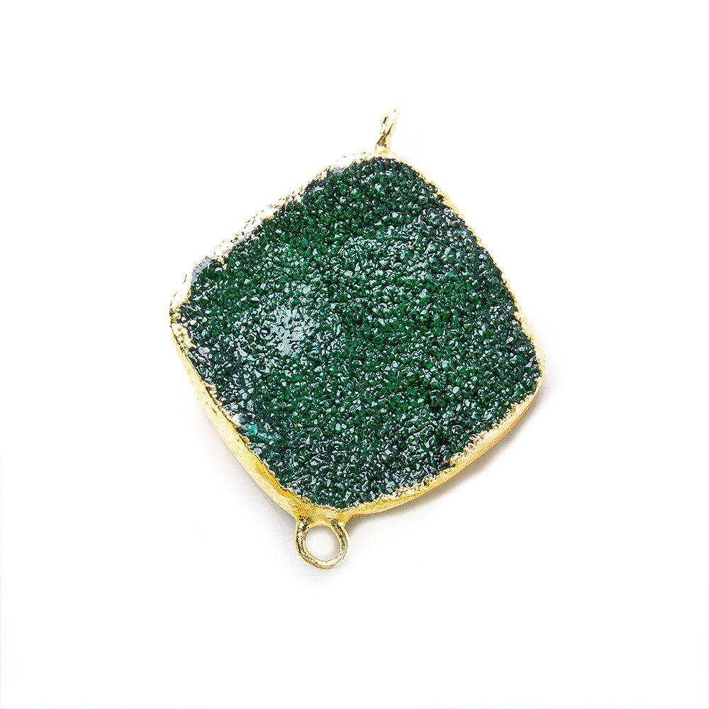 22mm Gold Leafed Green Drusy Square Corner Connector 1 bead - The Bead Traders