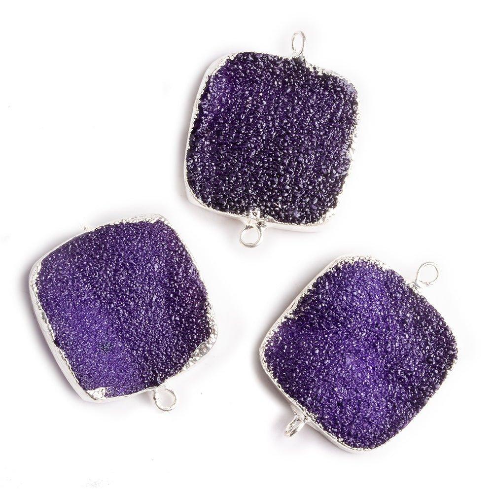 22mm Silver Leafed Grape Purple Drusy Square Connector Focal 1 bead - The Bead Traders