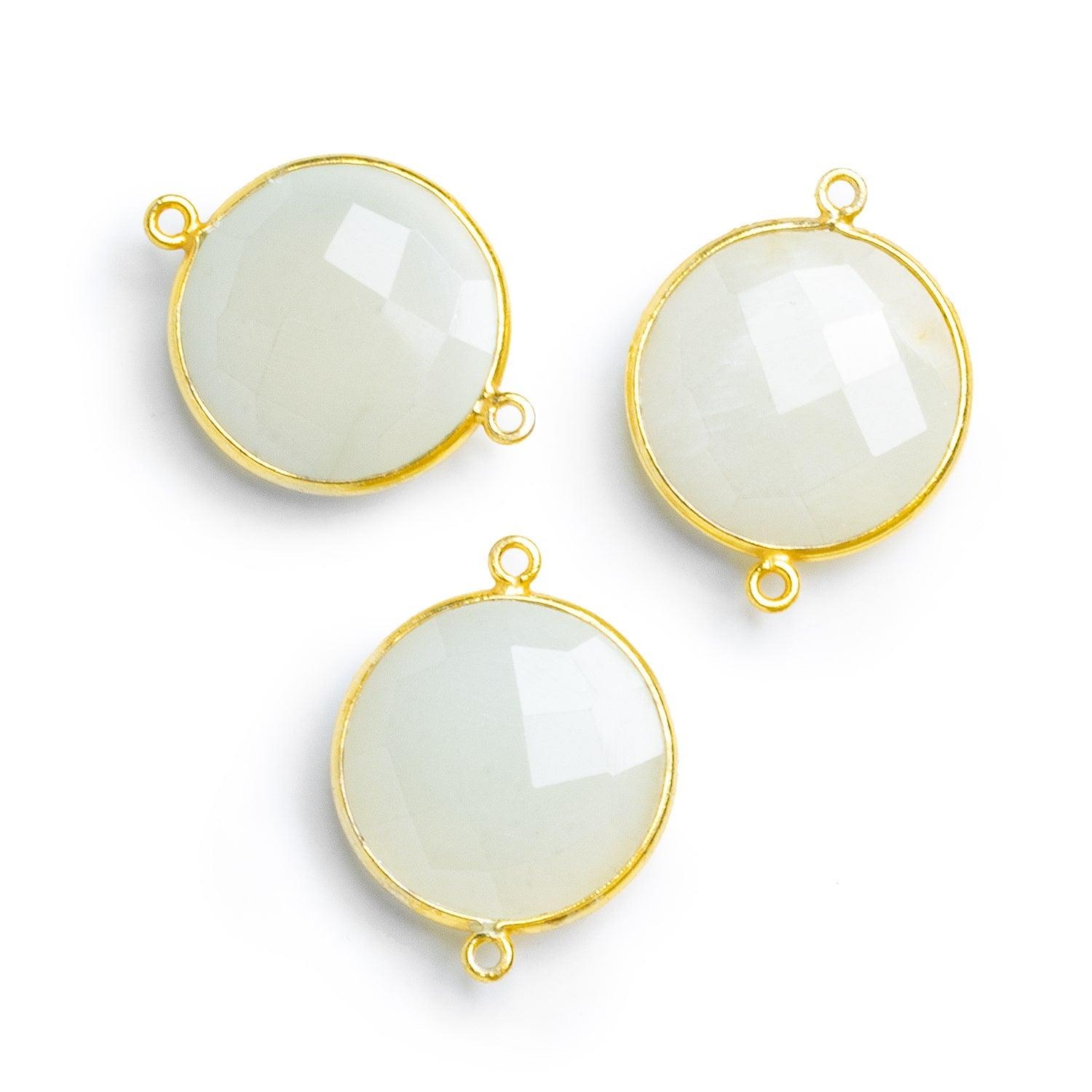 22mm Vermeil Bezeled White Moonstone Coin Connector 1 piece - The Bead Traders
