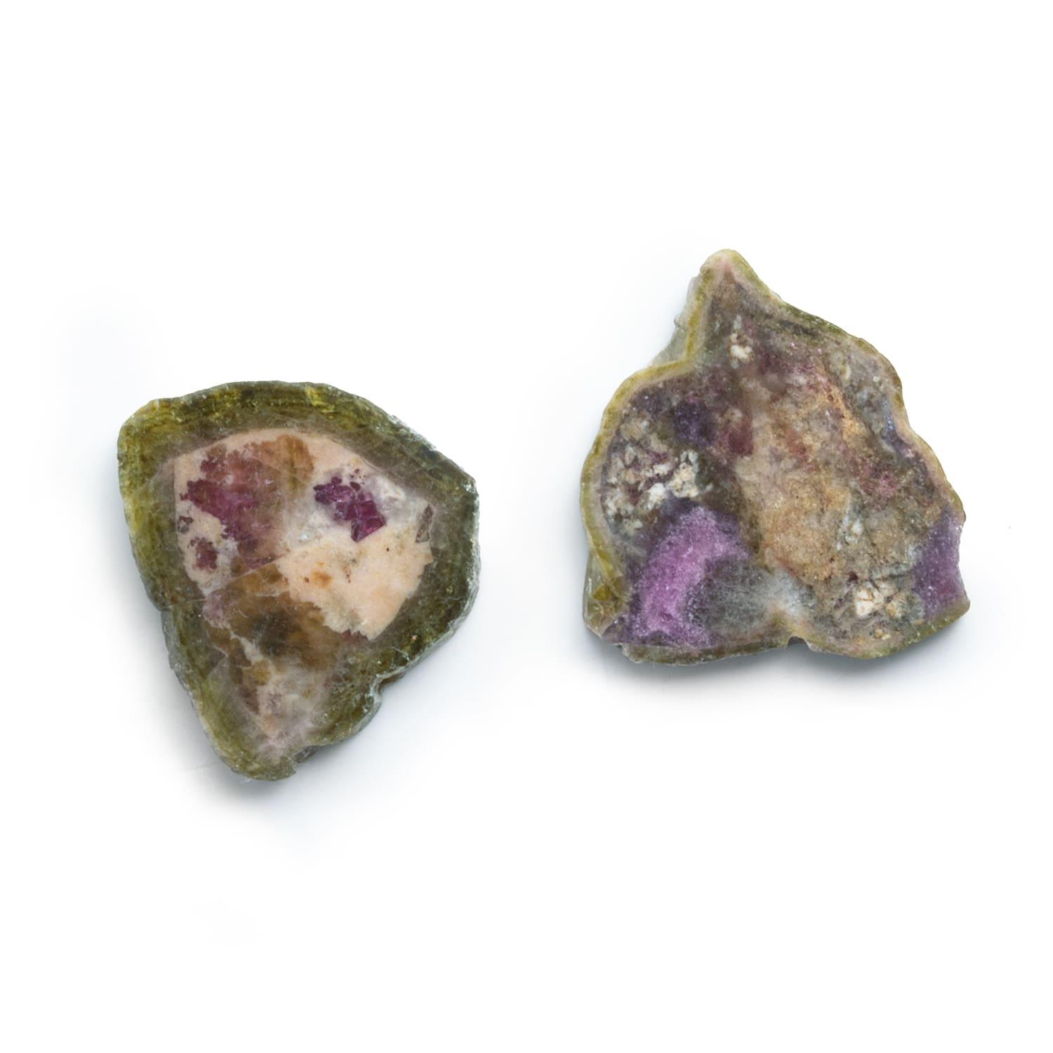 22mm Watermelon Tourmaline Slice Beads - Set of 2 - The Bead Traders