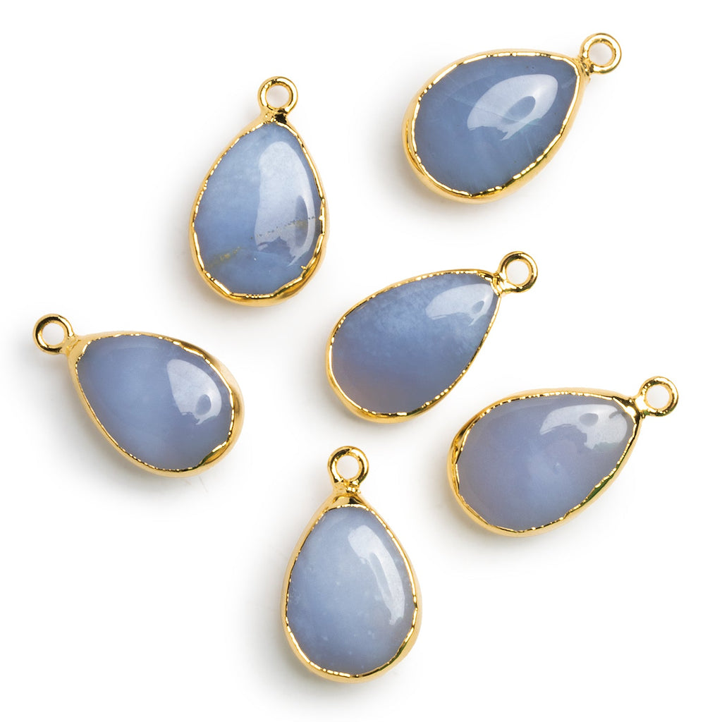 22x13mm Gold Leafed Natural Chalcedony Pear Pendant 1 Bead - The Bead Traders