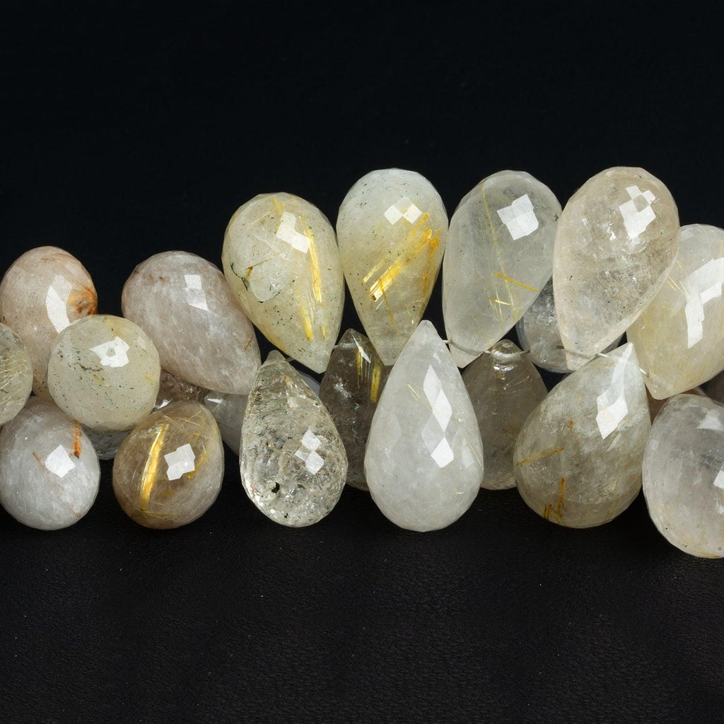22x13mm Rutilated Quartz Faceted Teardrops 9 inch 55 beads - The Bead Traders