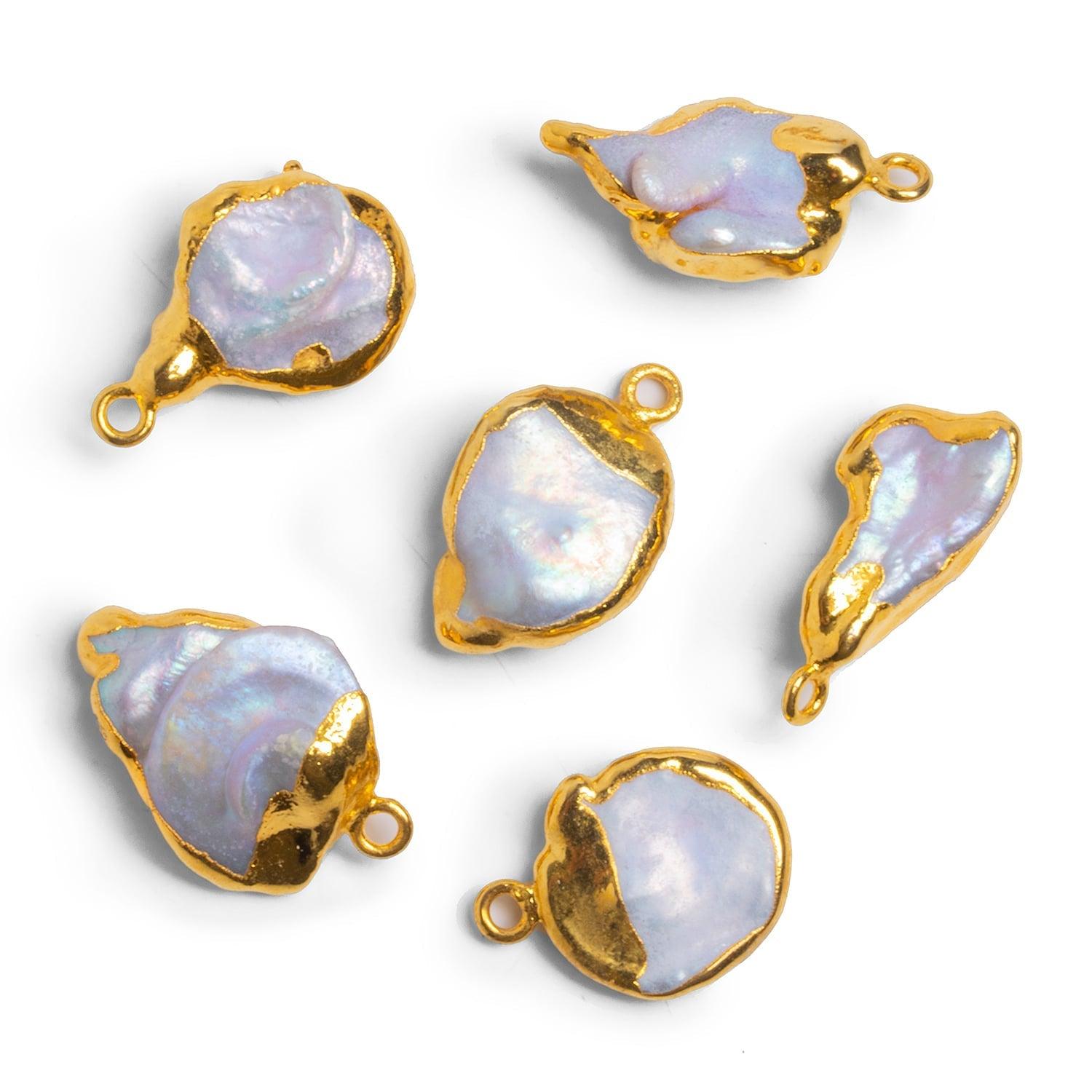 22x14mm Gold Leafed Pearl Pendant 1 piece - The Bead Traders