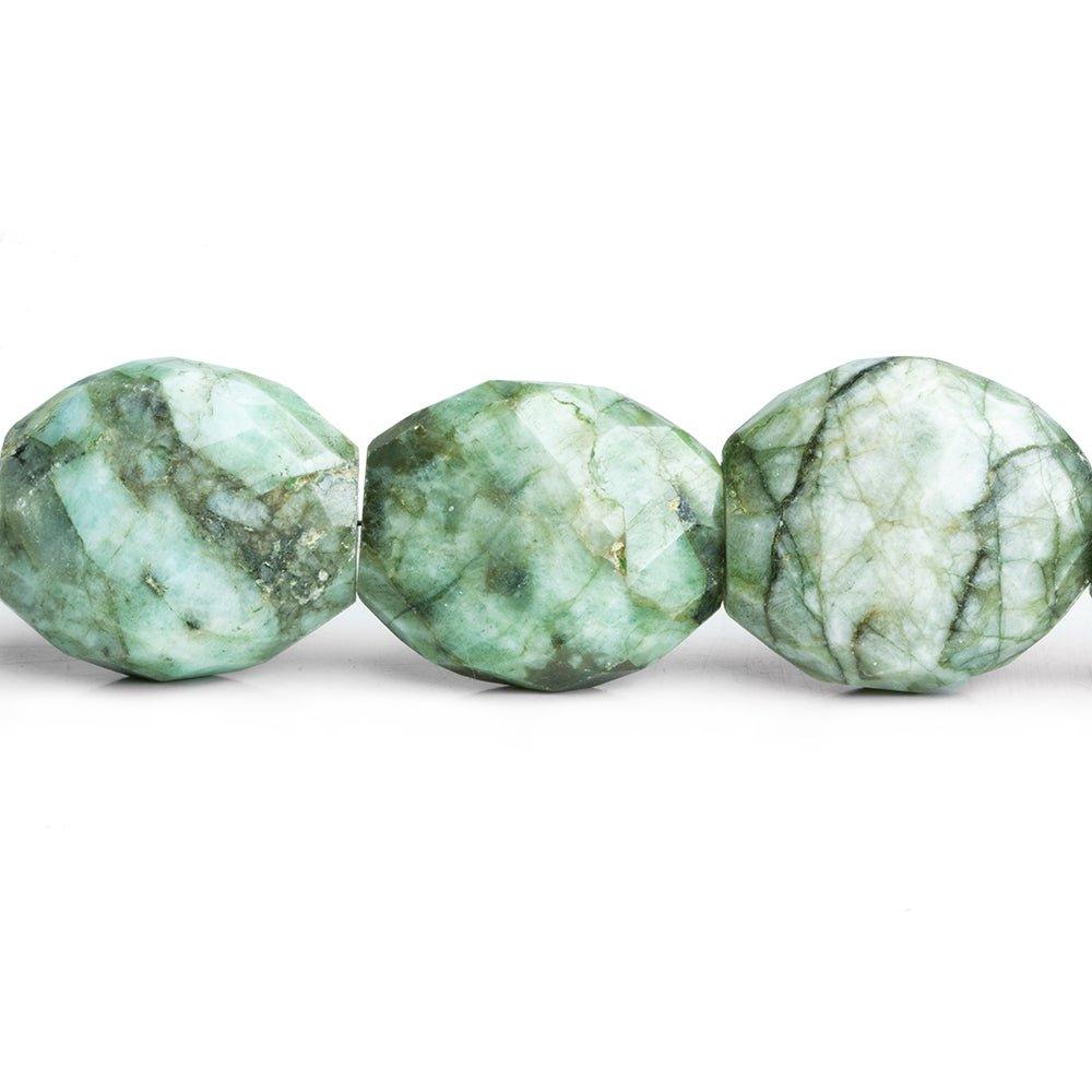 22x16-28x22mm Brazilian Emerald flat faceted nugget beads 10 inch 9 pieces - The Bead Traders