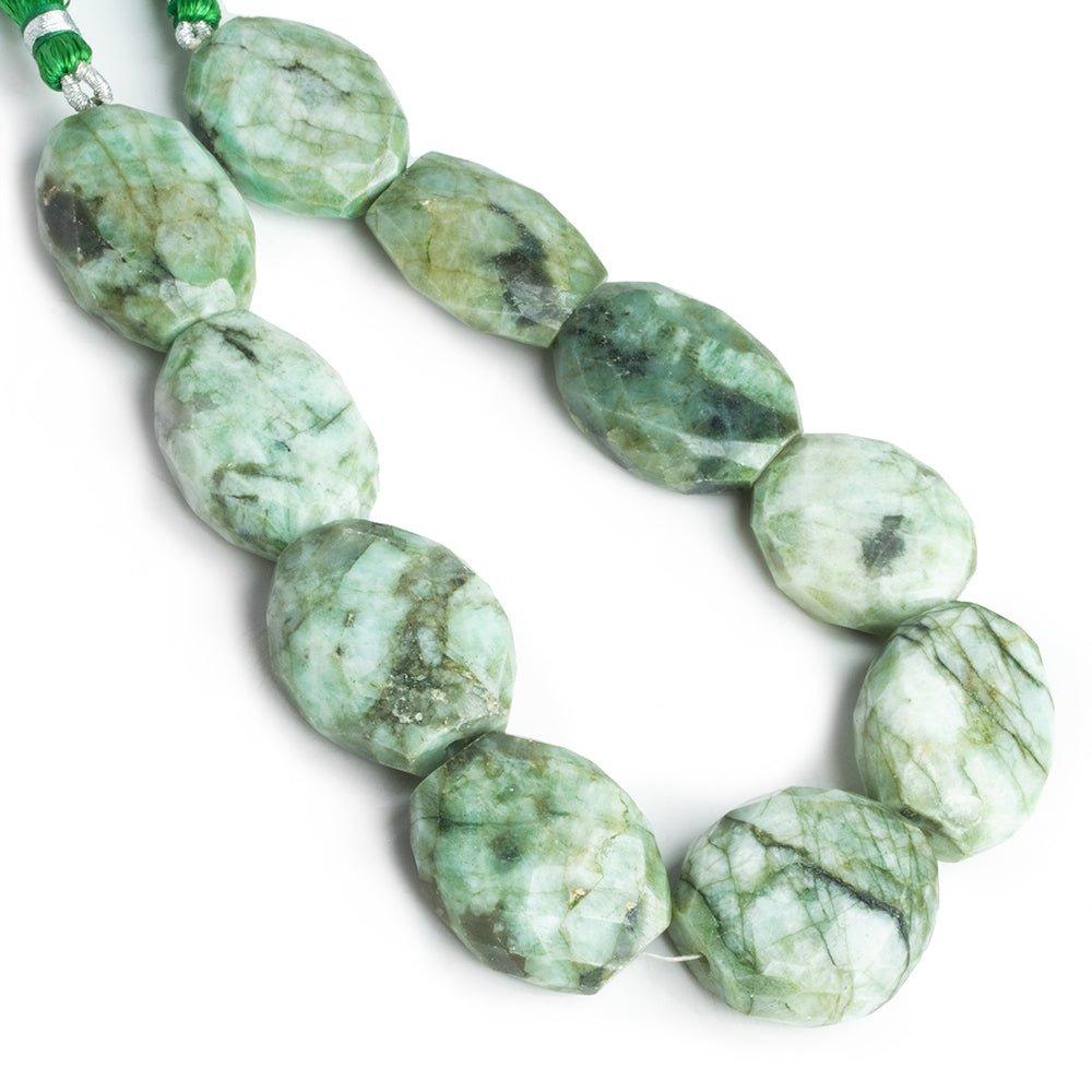 22x16-28x22mm Brazilian Emerald flat faceted nugget beads 10 inch 9 pieces - The Bead Traders