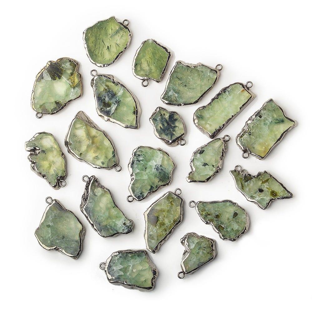 22x16mm-30x18mm Black Gold Leafed Prehnite Natural Slice Pendant Bead 1 Piece - The Bead Traders