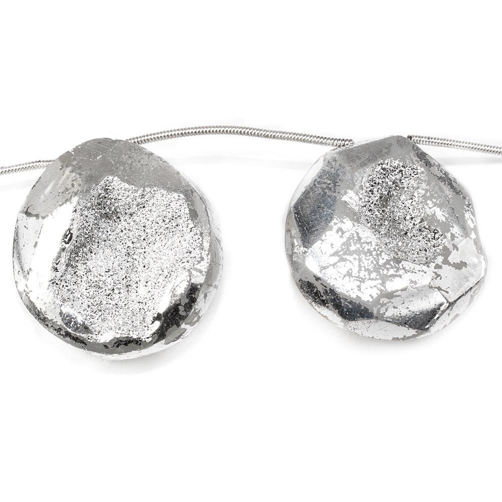22x21-29x26mm Metallic Silver plated Drusy Beads 13 inch 10 pieces - The Bead Traders