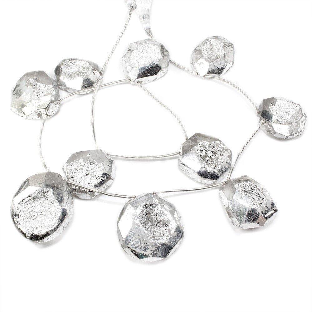22x21-29x26mm Metallic Silver plated Drusy Beads 13 inch 10 pieces - The Bead Traders
