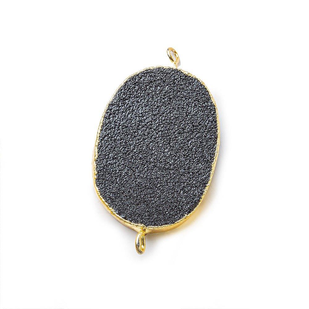 22x30mm Gold Leafed Black Fine Drusy Oval Connector Focal 1 bead - The Bead Traders