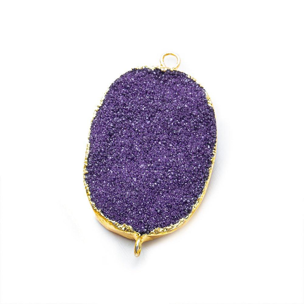 22x30mm Gold Leafed Grape Purple Drusy Oval Connector Focal 1 bead - The Bead Traders