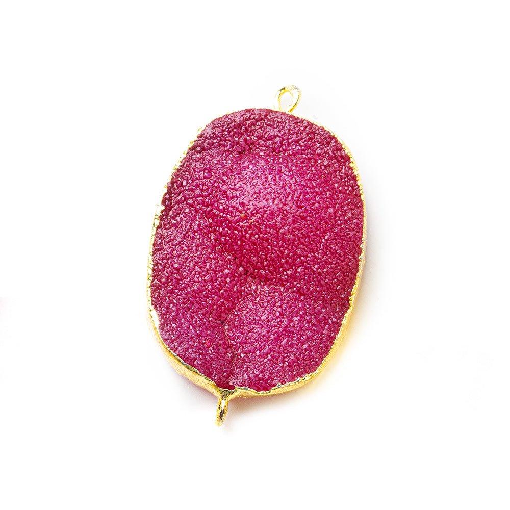22x30mm Gold Leafed Pink Drusy Oval Connector Focal 1 bead - The Bead Traders