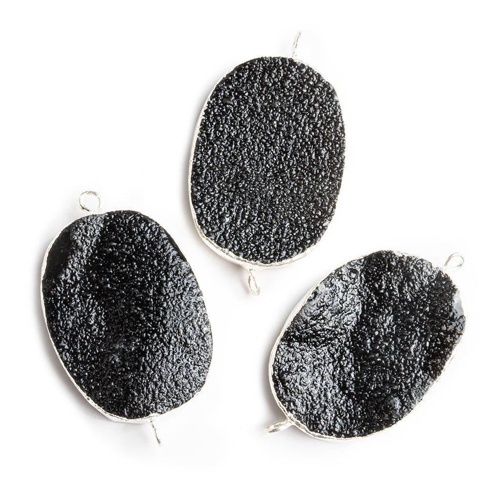22x30mm Silver Leafed Black Drusy Oval Connector Focal 1 bead - The Bead Traders