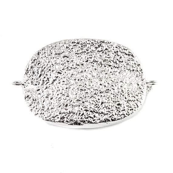 22x30mm Silver Leafed Drusy Oval Connector Focal Bead - The Bead Traders