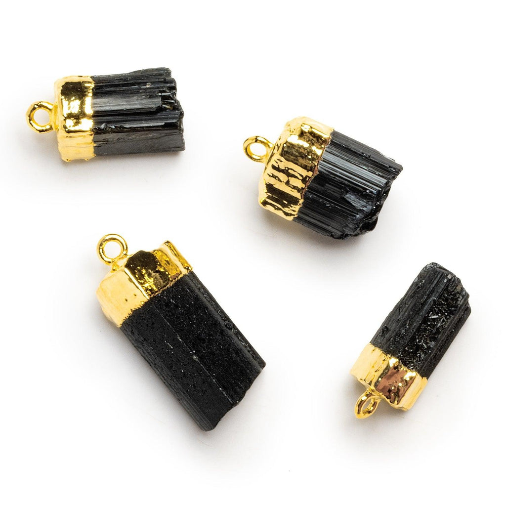 23x11mm Gold Leafed Black Tourmaline Natural Crystal Pendant - The Bead Traders