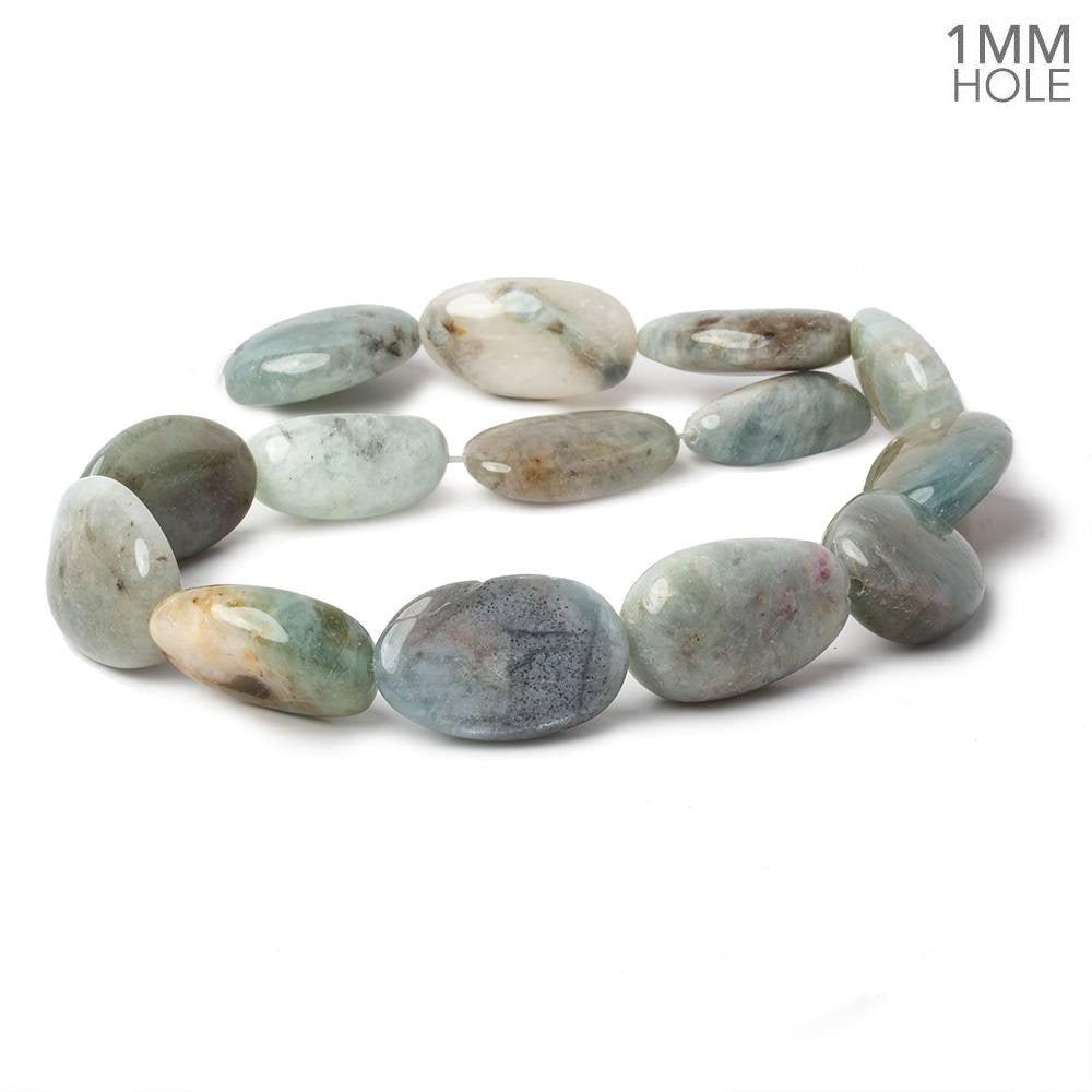23x13-28x19mm Aquamarine straight drilled plain nuggets 16 inch 14 large hole beads - The Bead Traders