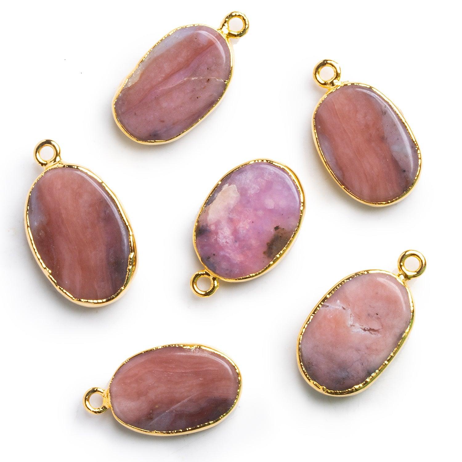 23x13mm Gold Leafed Pink Peruvian Opal Oval Pendant - The Bead Traders