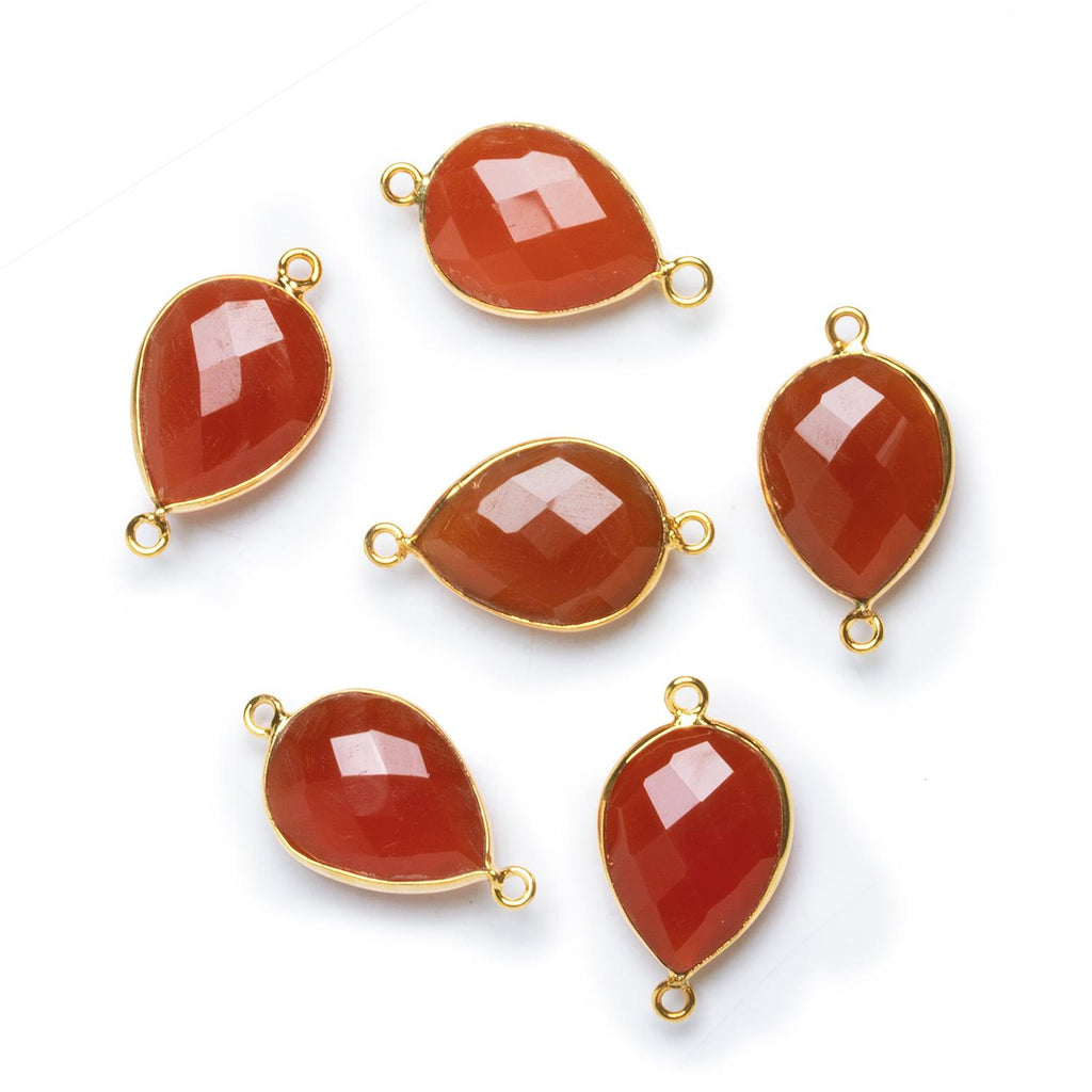 23x13mm Vermeil Bezeled Carnelian Pear Connector - The Bead Traders