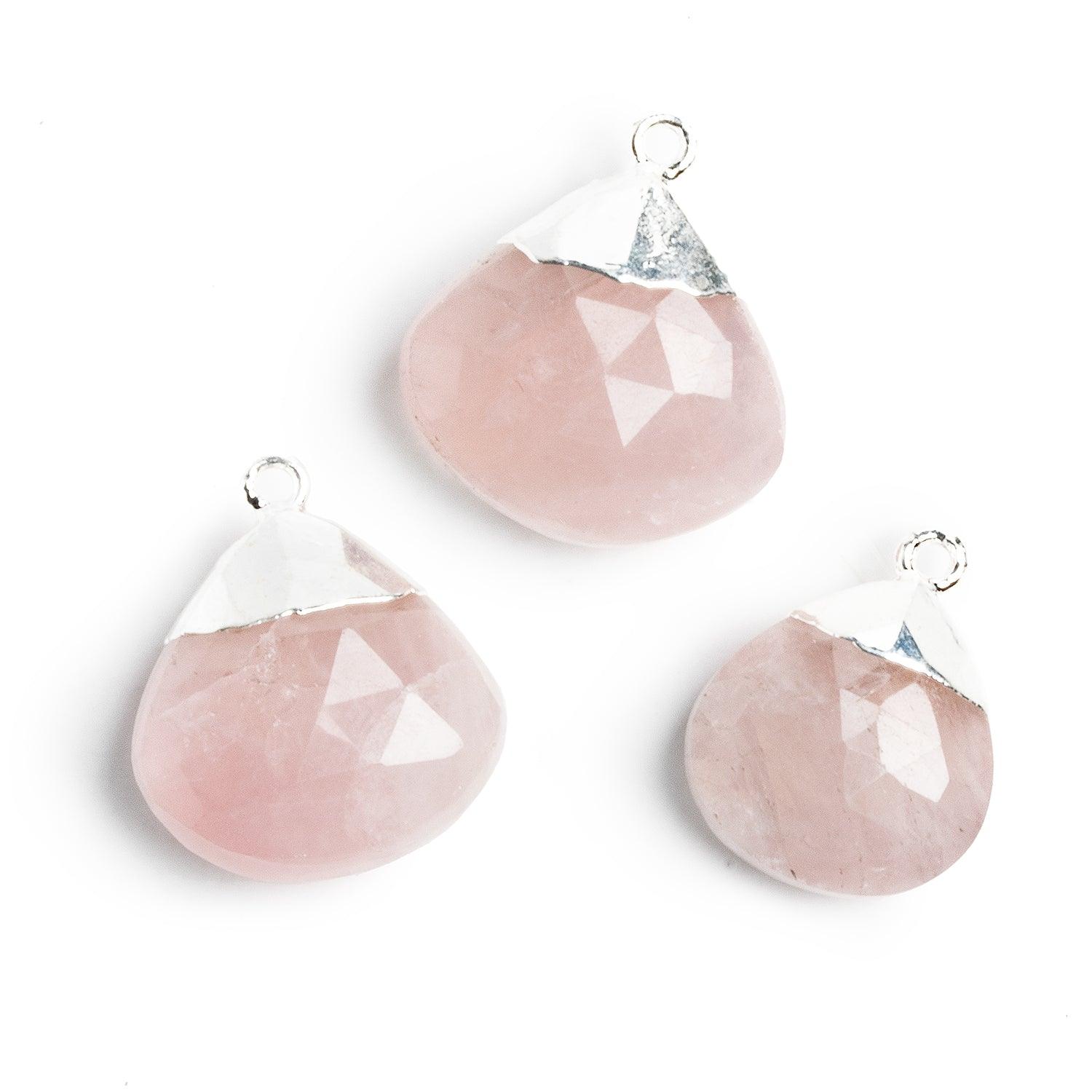 23x21mm Silver Leafed Rose Quartz Heart Pendant 1 Piece - The Bead Traders