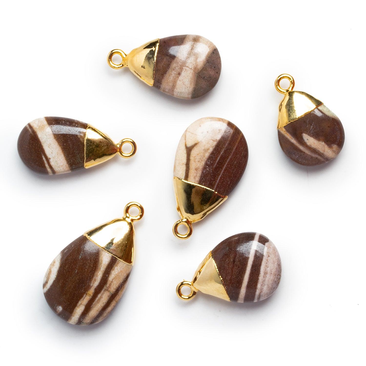 24x14mm Gold Leafed Jasper Pear Pendant 1 Bead - The Bead Traders