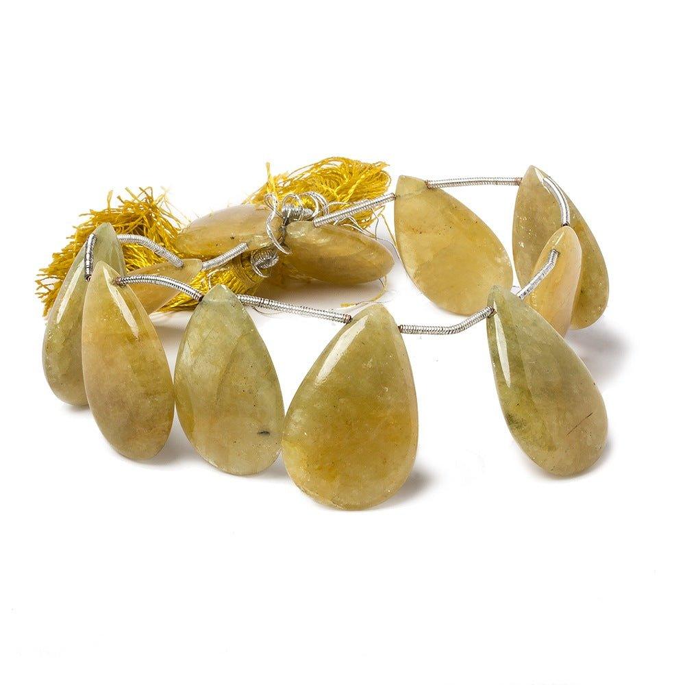 24x16x5-29x18x6mm Yellow Beryl plain pear beads 9 inch 11 pieces - The Bead Traders