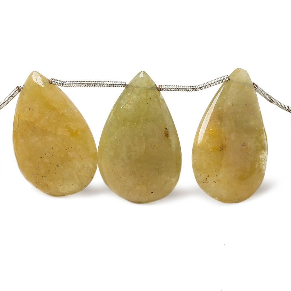 24x16x5-29x18x6mm Yellow Beryl plain pear beads 9 inch 11 pieces - The Bead Traders