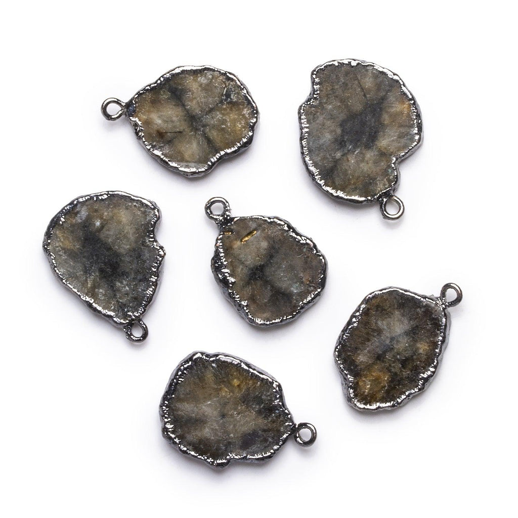 24x17mm Black Gold Leafed Andalusite Chiastolite Slice Pendant - The Bead Traders