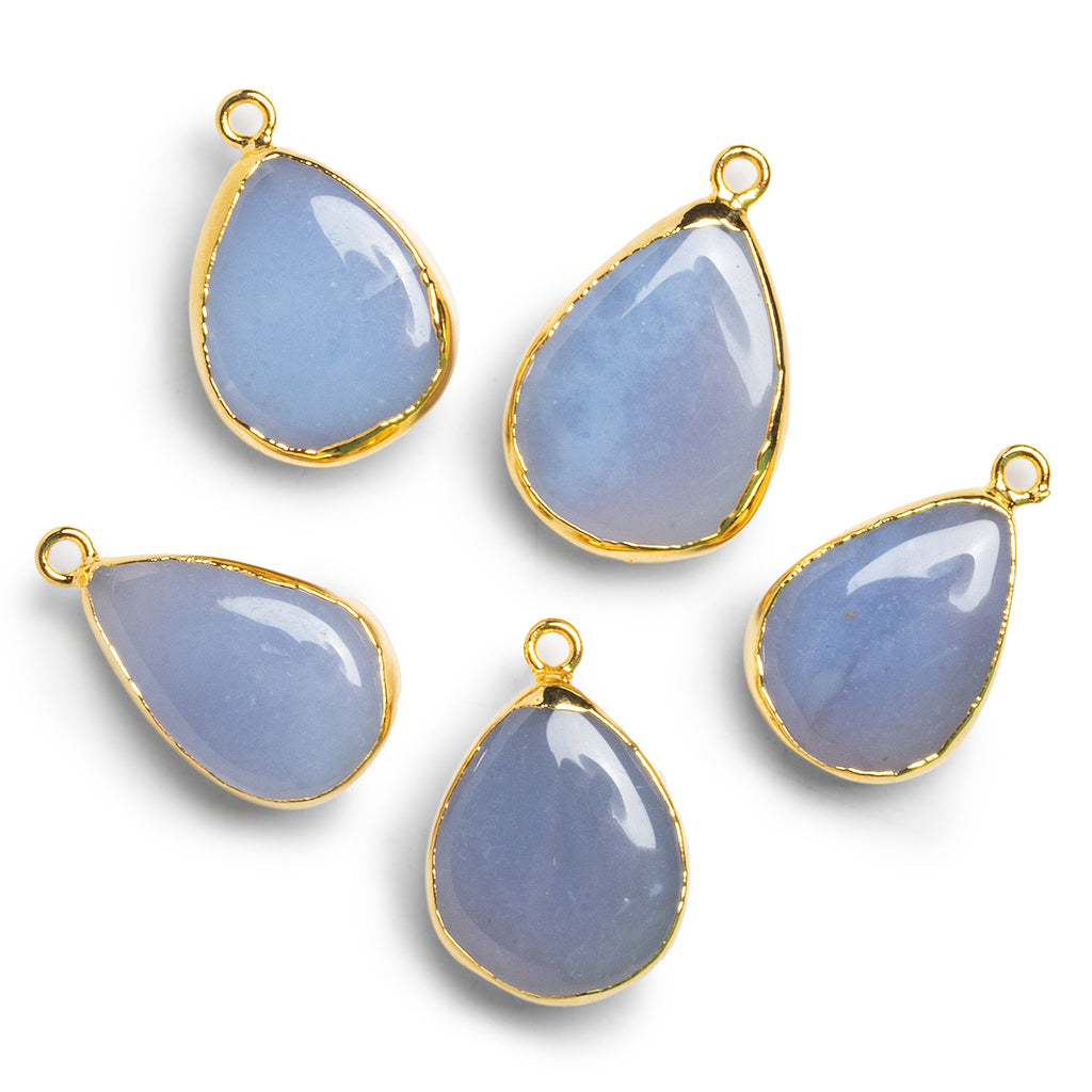24x17mm Gold Leafed Natural Chalcedony Pear Pendant 1 Bead - The Bead Traders