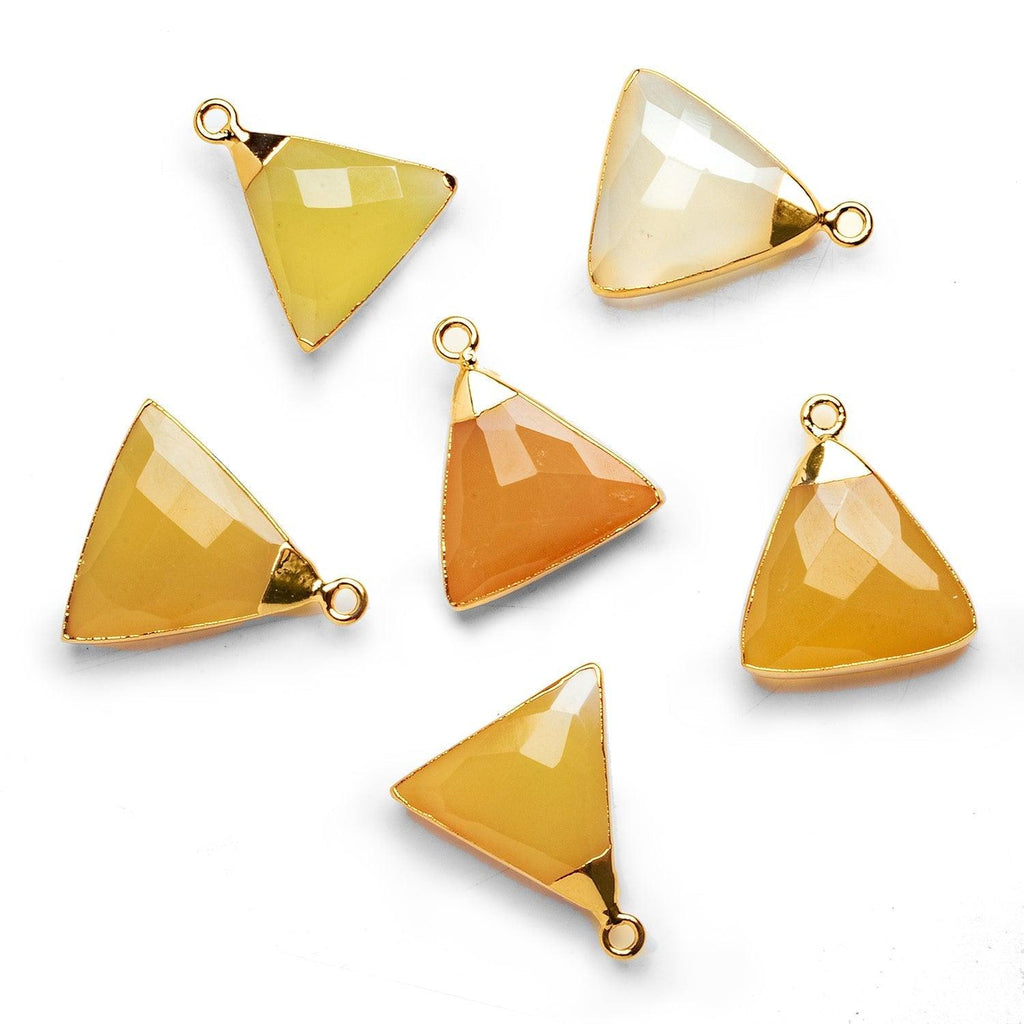24x21mm Gold Leafed Yellow Chalcedony Triangle Pendant 1 Piece - The Bead Traders