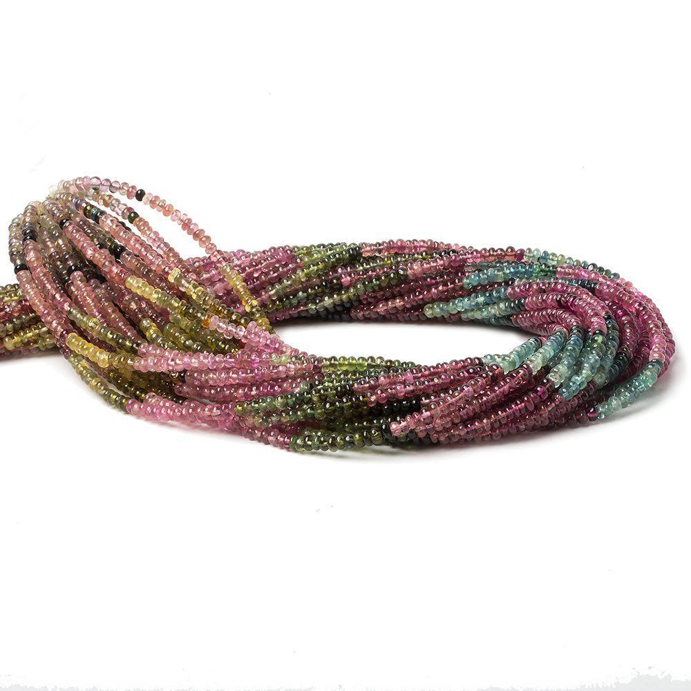 2.5-3mm Multi Color & Indicolite Tourmaline plain rondelle beads 13.5 inch 210 beads AA - The Bead Traders
