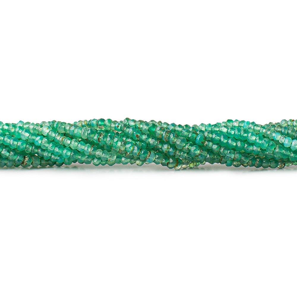 2.5-3mm Mystic Green Onyx Quartz Native Faceted Rondelles 13 inch 165 Beads - The Bead Traders