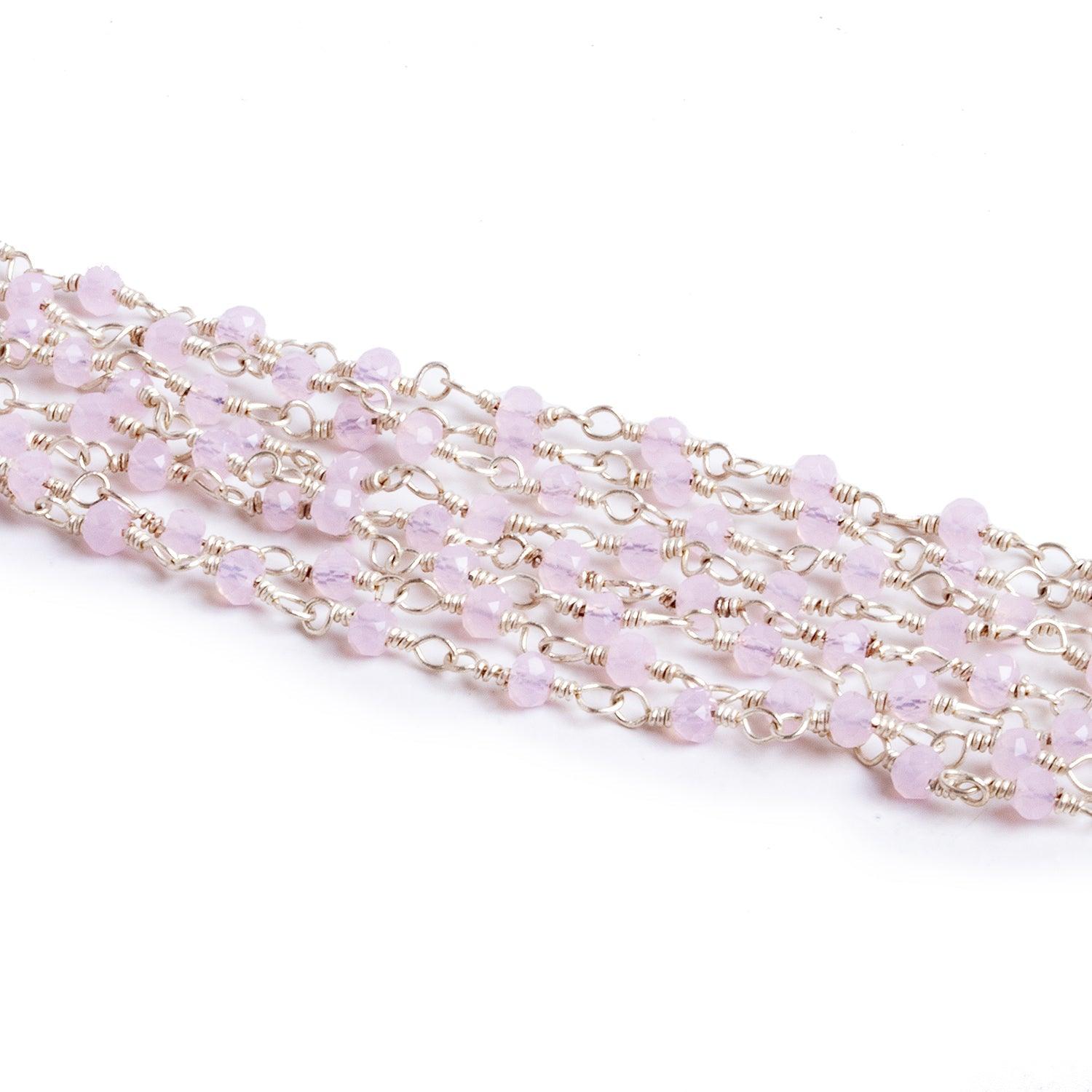 2.5-3mm Pink Quartz Rondelle Silver Chain - Lot of 7ft - The Bead Traders