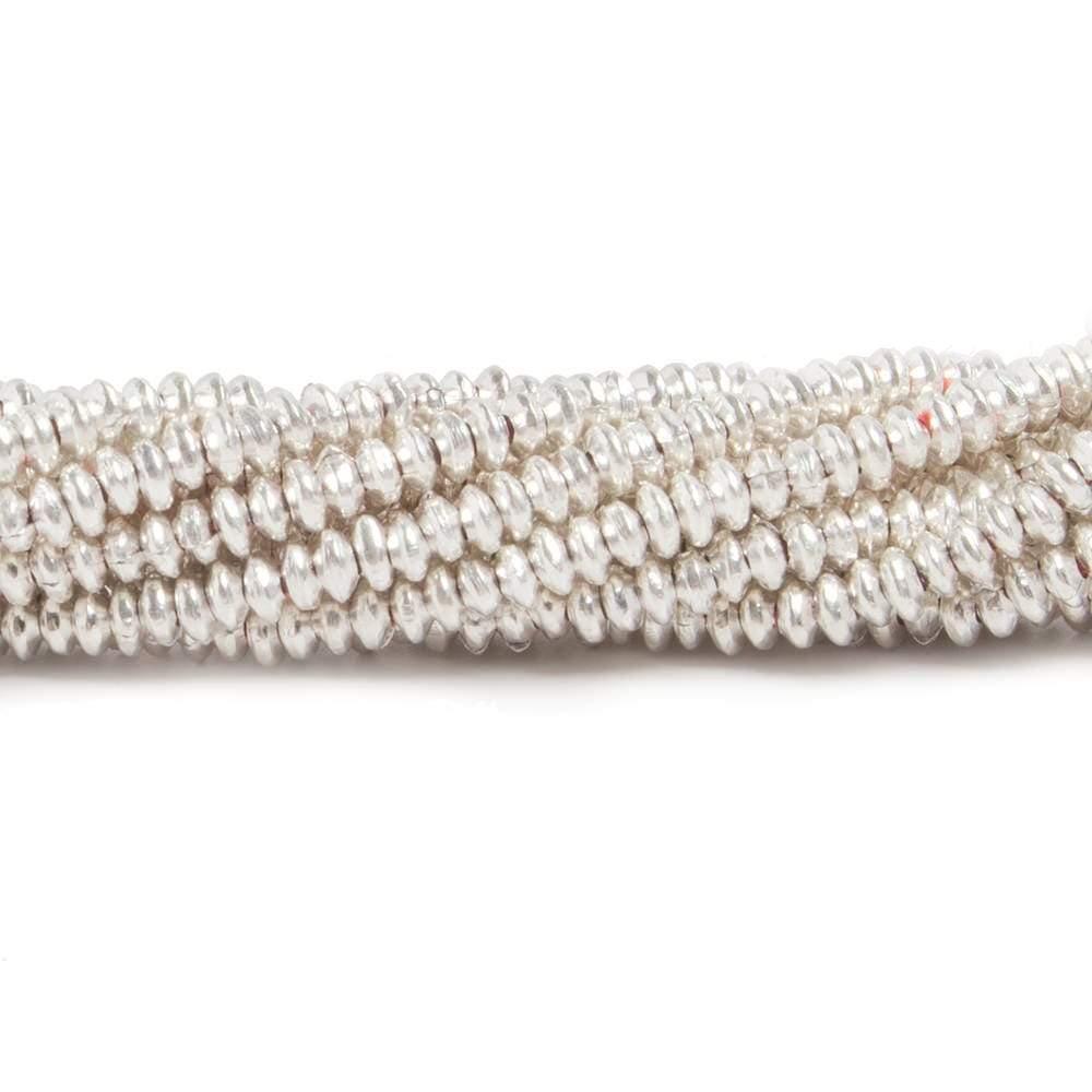 2.5 mm Sterling Silver Plated Copper Strand Plain Rondelle 8 inch 95 beads - The Bead Traders