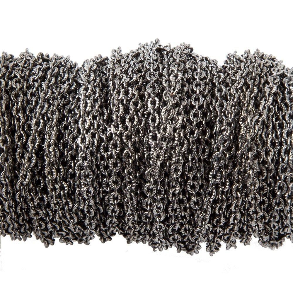 2.5mm Black Gold plated Small Corrugated Oval Link Chain by the Foot - The Bead Traders