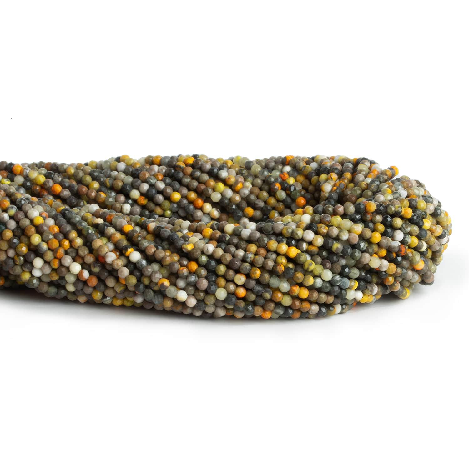 2.5mm Bumblebee Jasper Microfaceted Rounds 12 inch 130 beads - The Bead Traders