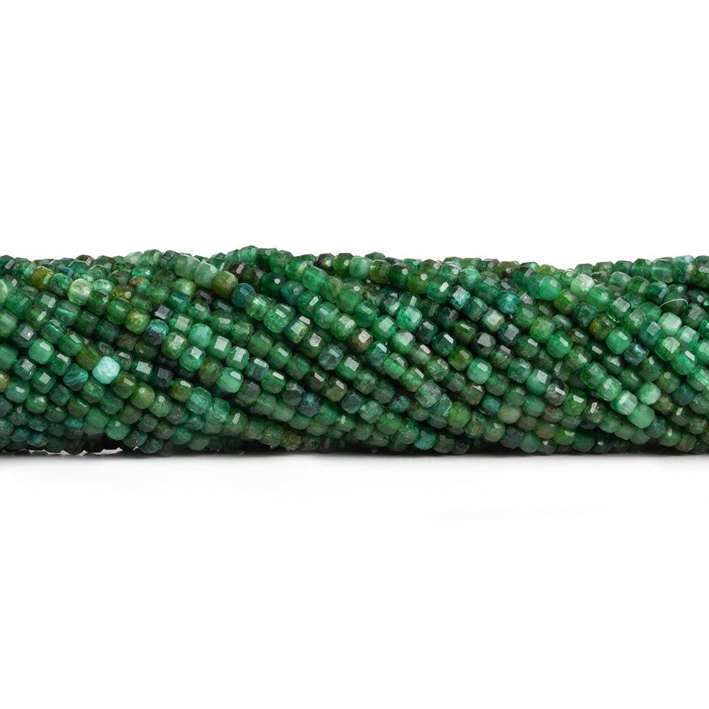 2.5mm Dark Aventurine Microfaceted Cubes 12 inch 120 pieces - The Bead Traders