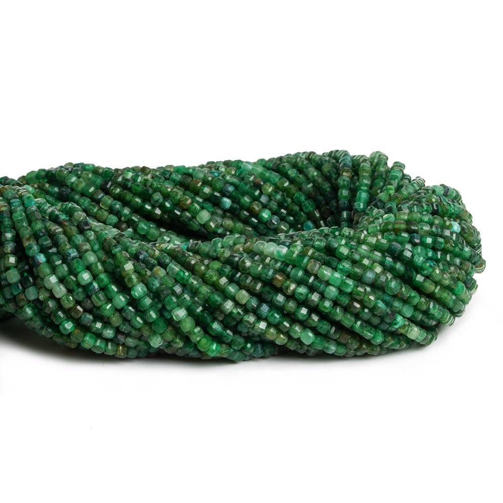 2.5mm Dark Aventurine Microfaceted Cubes 12 inch 120 pieces - The Bead Traders