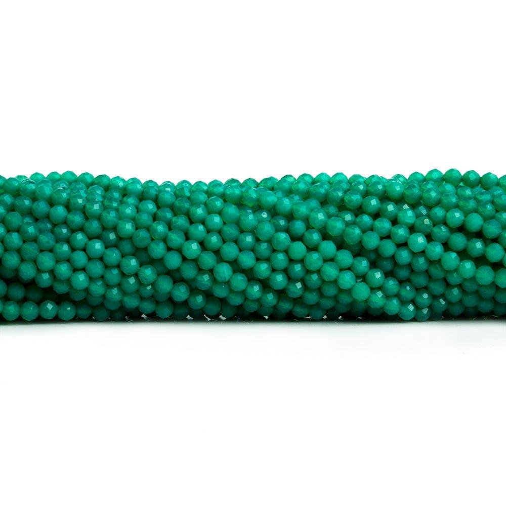 2.5mm Green Onyx Microfaceted Round Beads 12 inch 135 pieces - The Bead Traders