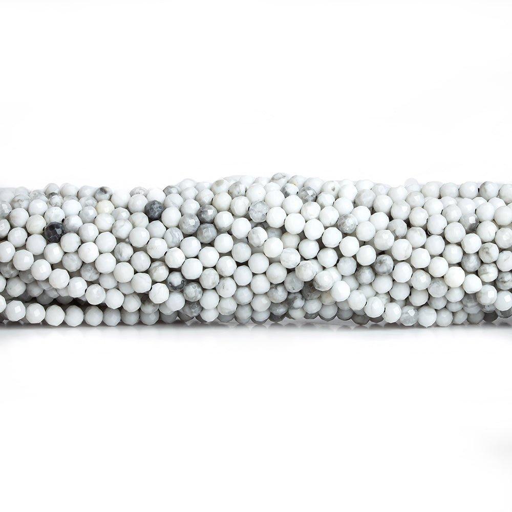 2.5mm Howlite Micro Faceted Round Beads 12.5 inch 130 pieces - The Bead Traders
