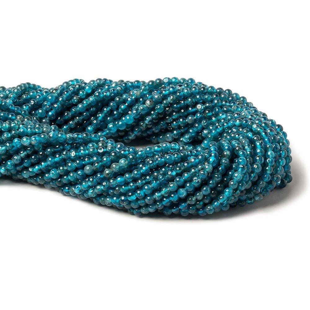 2.5mm Neon Blue Apatite plain rounds 13 inch 165 beads - The Bead Traders