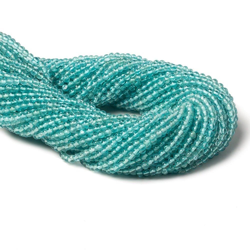 2.5mm Pool Blue Apatite plain rounds 13 inch 135 beads - The Bead Traders