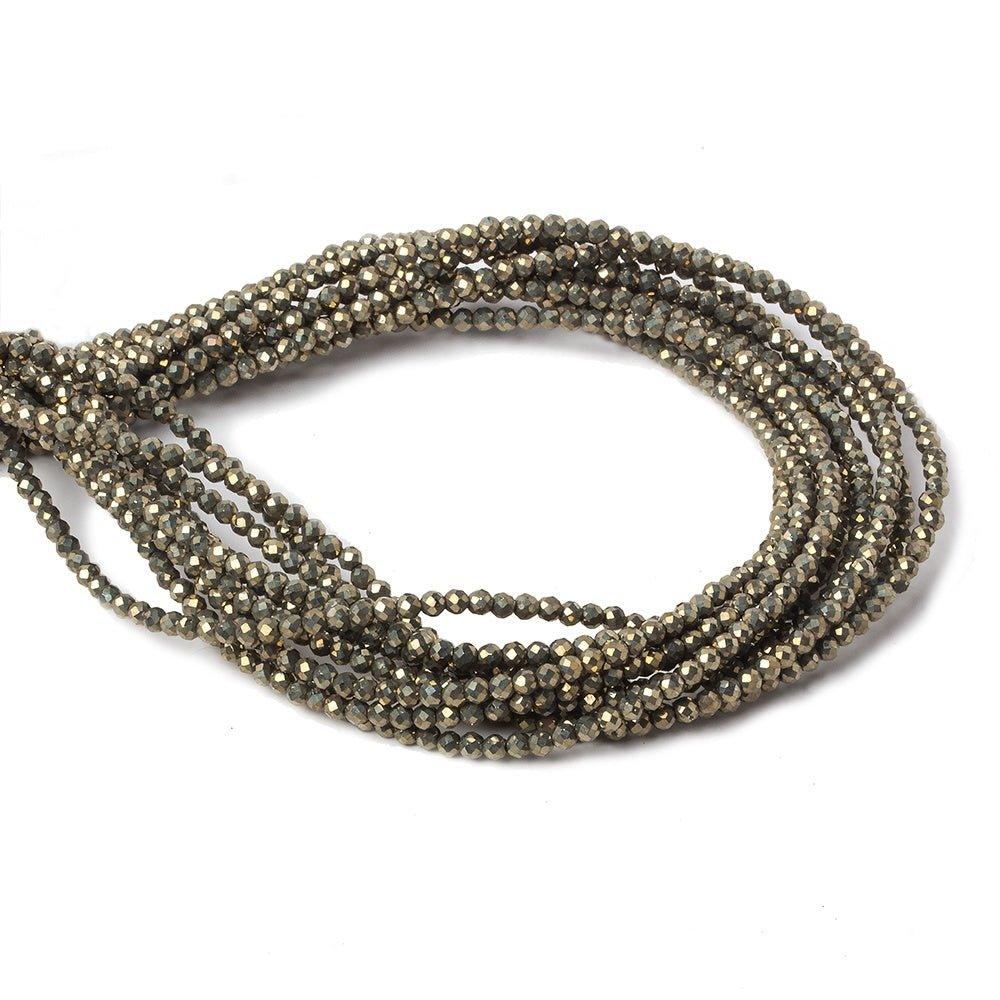 2.5mm Pyrite faceted round beads 15 inch 151 pieces - The Bead Traders