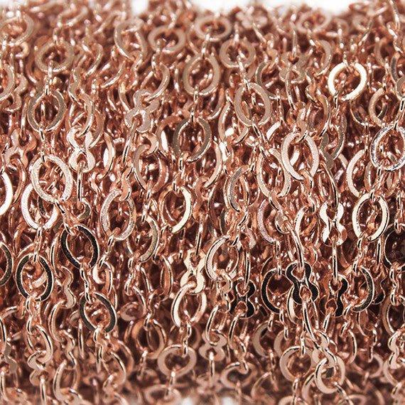 2.5mm Rose Gold plated Oval and Bowtie Link Chain sold by the foot - The Bead Traders