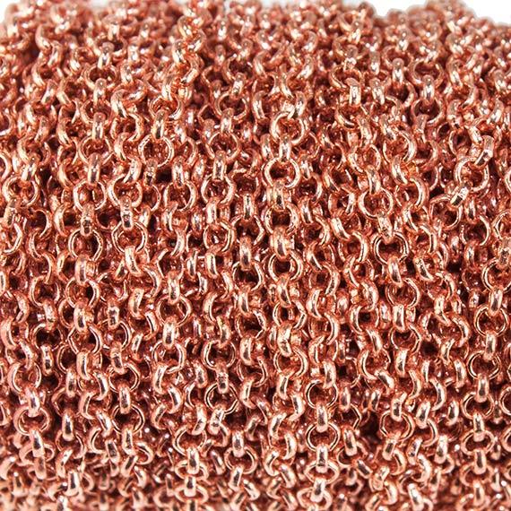 2.5mm Rose Gold plated Rolo Link Chain by the Foot - The Bead Traders