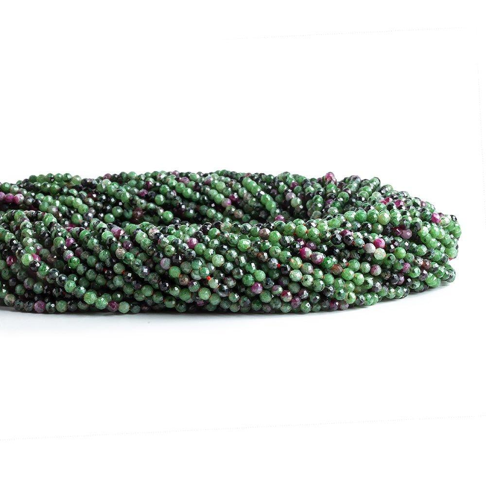 2.5mm Ruby in Zoisite Micro Faceted Round Beads 13 inch 138 pieces - The Bead Traders