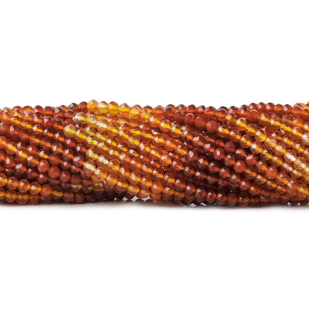 2.5mm Shaded Carnelian Agate microfaceted round beads 13 inch 140 pieces - The Bead Traders