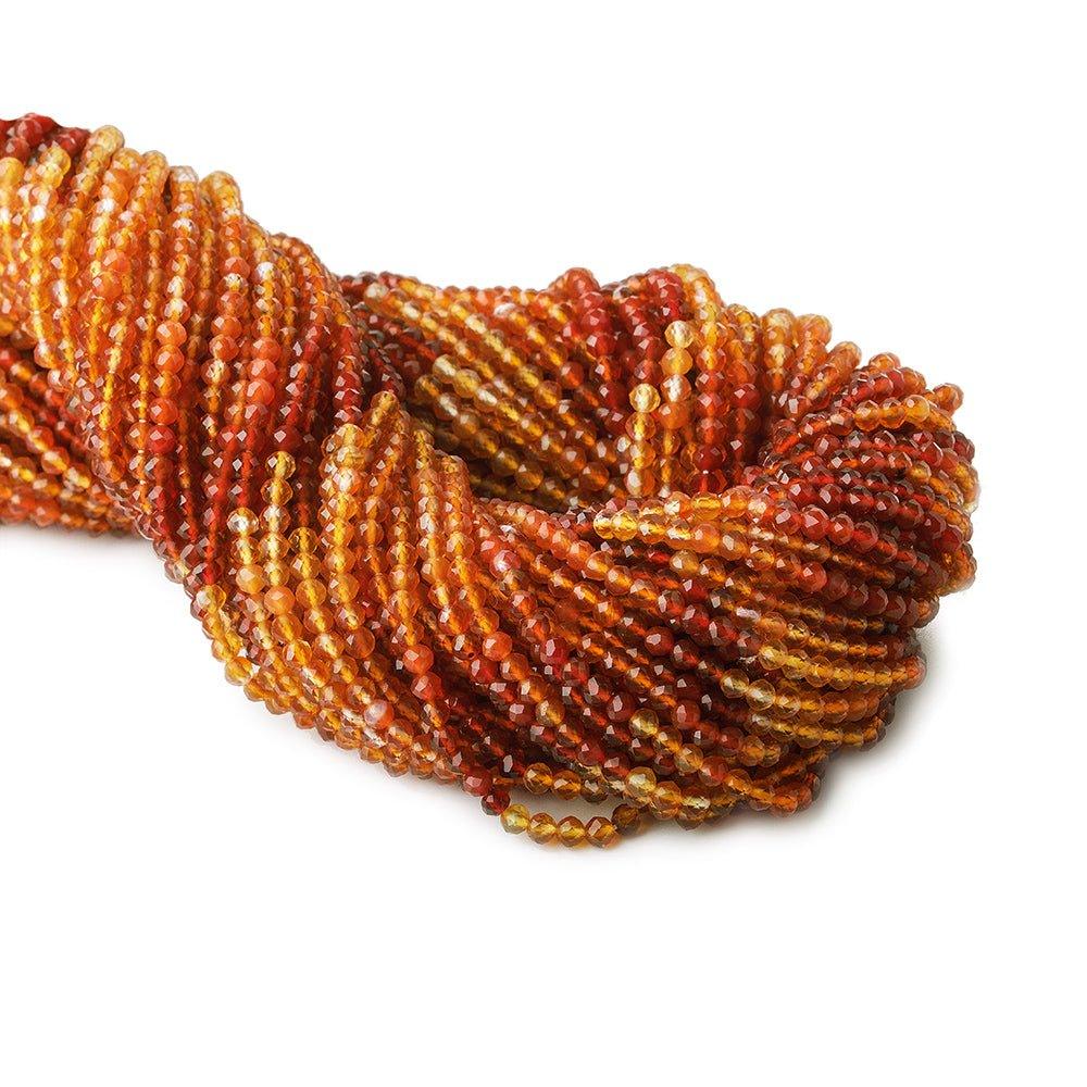 2.5mm Shaded Carnelian Agate microfaceted round beads 13 inch 140 pieces - The Bead Traders