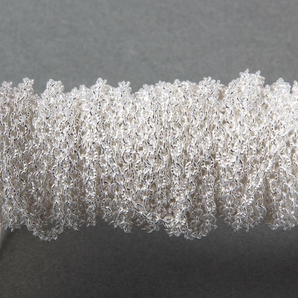 2.5mm Silver plated Small Corrugated Oval Link Chain by the Foot - The Bead Traders