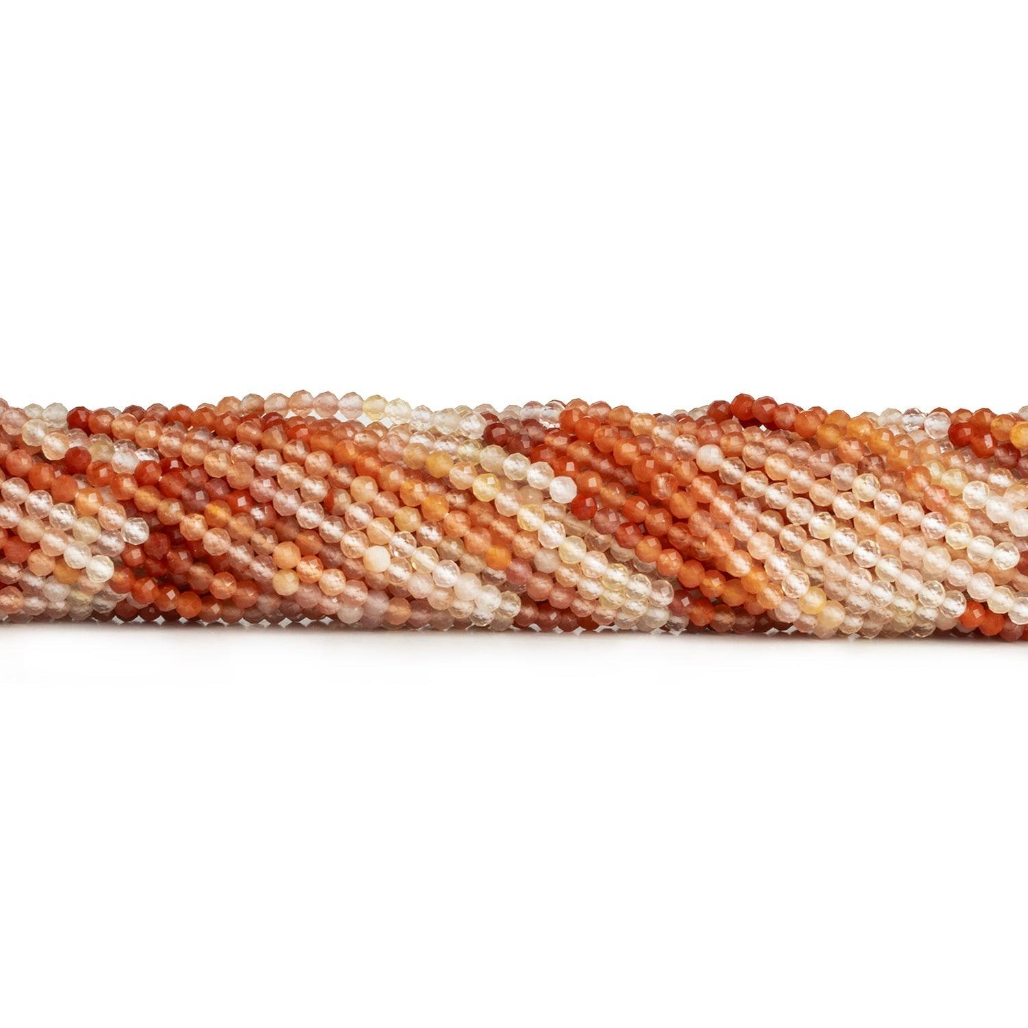 2.5mm Tangerine Quartz Microfaceted Rounds 12 inch 130 beads - The Bead Traders