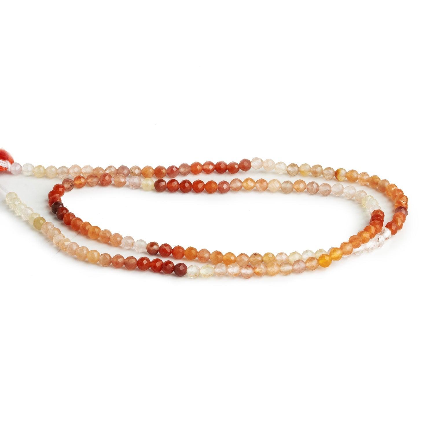 2.5mm Tangerine Quartz Microfaceted Rounds 12 inch 130 beads - The Bead Traders