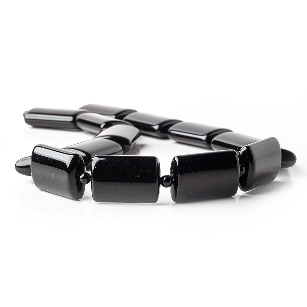 25x16mm & 4mm Black Onyx Plain Rectangle & Plain Rounds 16 inch 29 beads - The Bead Traders